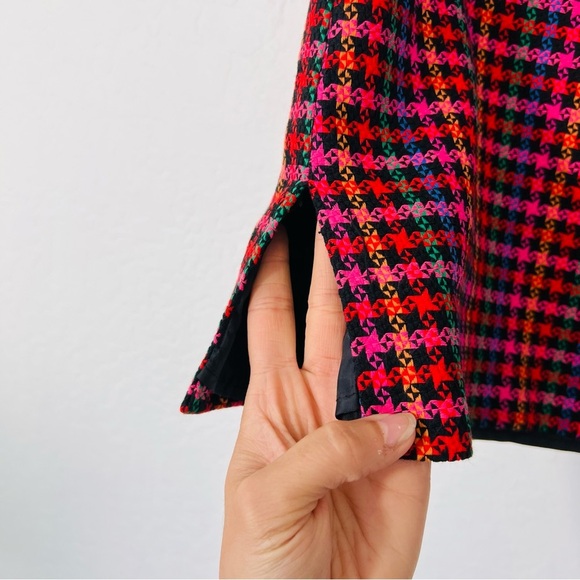 Vintage 90s Botston Proper Rainbow 🌈 Houndstooth Mini Skirt - Picture 4 of 9